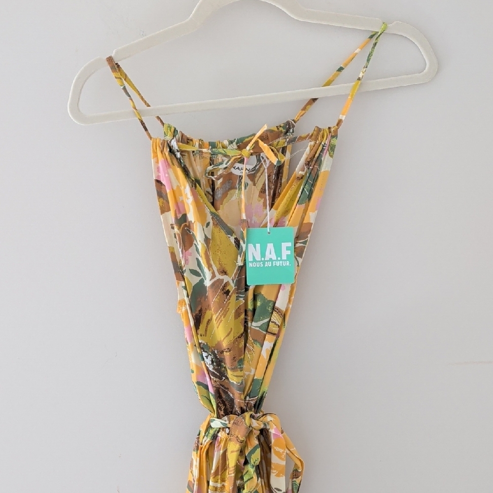DEAL! NAF NAF Paris NWT Yellow Floral Maxi Dress Size 34
